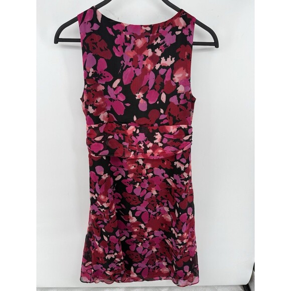 New York & Company Floral Dress V Neck Ruffle Sleeves Pink Size 10 - Picture 3 of 6